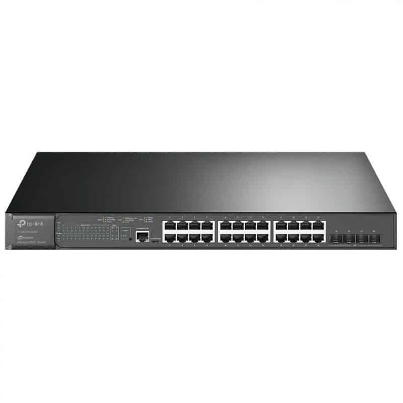 Switch TP - Link JetStream 24Portas Gigabit 4Portas 10GE SFP+ Interrup. gerenciado c/ PoE+ 24 portas