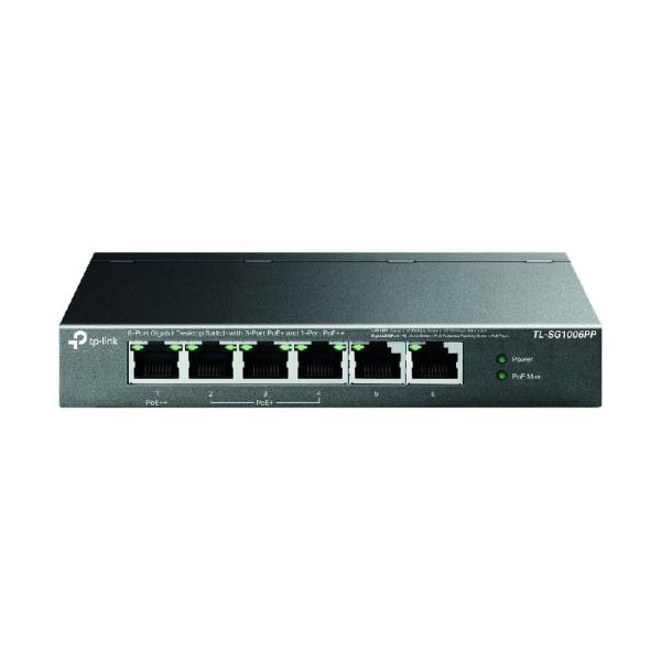 Switch TP - Link TL - SG1006PP 6 Portas GB, 3 Portas PoE+ e 1 Porta PoE++ — Recondicionado