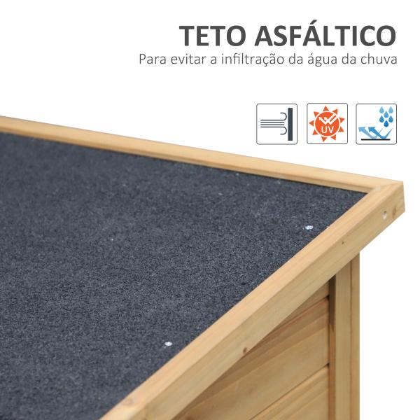 Armário de Armazenamento de Madeira para Jardim com 2 Prateleiras Interiores 2 Portas e Teto Inclinado para Exterior Terraço 87x46,5x96,5cm Natural