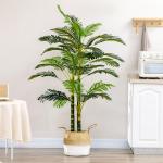 Planta Artificial Palmeira Areca com Vaso e 30 Folhas Decoração para Interior e Exterior Ø19,5x190 cm Verde