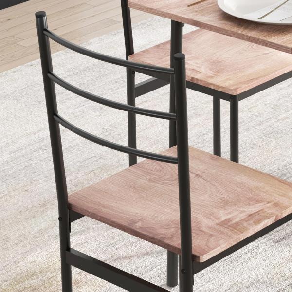 Conjunto de Sala de Jantar 5 Peças 1 Mesa e 4 Cadeiras com Pés em Aço para Cozinha 110x70x75 cm Madeira Natural e Preto