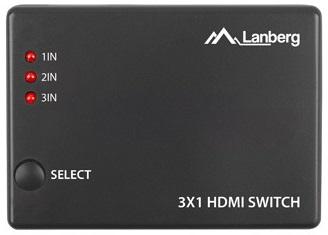Splitter 3x HDMI Fêmea - Micro USB Fêmea c/ Controlo Remoto (Preto) - LANBERG