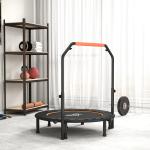 Trampolim Fitness Ø114 Trampolim Dobrável com Pega Ajustável em 4 Níveis Estrutura de Aço Preto e Laranja
