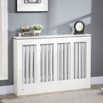 Cobertura para Radiador em MDF com Ripas e Prateleira para Sala e Quarto 120x18x84 cm Branco