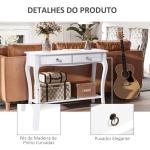 Mesa Tipo Consola para Sala de Estar Consola para Entrada com 2 Gavetas e Prateleira Inferior 100x33x75cm Branco