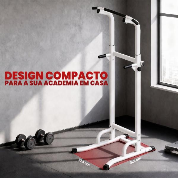 Barra de Elevações com Altura Ajustável 176,5 - 227 cm Resistente Máquina de Elevações Multifuncional Branco