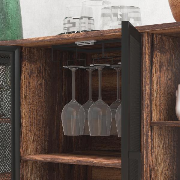 Aparador de Cozinha Industrial Móvel de Armazenamento de Garrafas para Bar Sala Cozinha 120x40x76 cm Castanho Rústico