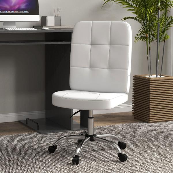 Cadeira de Escritório Giratória de Couro Sintético com Altura Ajustável Estilo Moderno Carga 120 kg 45x59x90 - 100 cm Branco
