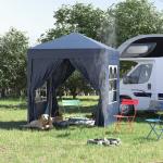 Tenda Dobrável 2x2 m Tenda de Jardim com 4 Paredes Laterais Tecido Oxford 2 Portas 2 Janelas e Bolsa de Transporte para Exterior Terraço Campismo Festas Azul