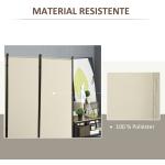 Biombo de 3 Paineis Separador de Ambientes Dobrável Biombo de Privacidade com 6 Pés de Metal 253x50x182 cm Bege