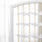Biombo Separador de Ambientes de 3 Painéis 120x170 cm Divisória de Ambientes Dobrável com Corda de Papel e Estrutura de Madeira Branco