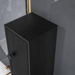 Coluna Casa de Banho Estreita com 1 Gaveta 4 Prateleiras Abertas e Prateleiras Ajustáveis 20x20x180 cm Preto