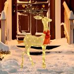 Reno Luminoso de Natal Decoração de Natal com 137 LEDs Branco Quente Iluminação Natalícia 66x25x135 cm Dourado
