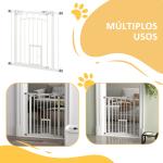 Barreira de Segurança para Cães 74 - 80 cm Porta de Segurança para Animais com Montagem a Pressão e Duplo Bloqueio Branco