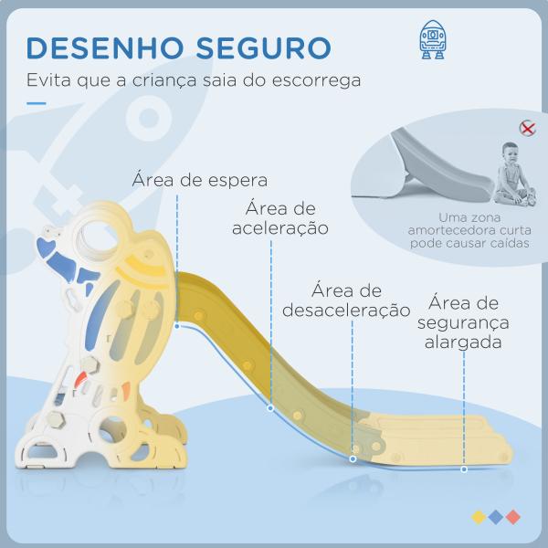 Escorregador para Crianças de 18 - 36 Meses com 3 Degraus Antiderrapantes 157x46,5x80 cm Azul
