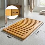 Tapete de Banho em Madera de Acacia 91x51 cm Tapete de Duche Antideslizante com Ripas para Drenagem Madeira