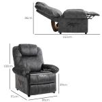 Poltrona Relax Reclinável com Apoio para os Pés Retrátil Encosto Alto Bolso Lateral Acolchoado Grosso 88x91x108 cm Preto
