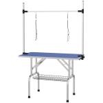 Mesa de Tosquia para Cães Dobrável com Prateleira de Armazenamento e Altura Ajustável 20 - 80 cm 107x60x170 cm Azul