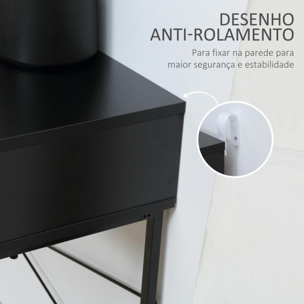 Mesa Consola 100x30x75 cm Mesa de Entrada Moderna com 2 Gavetas de Armazenamento Preto e Madeira