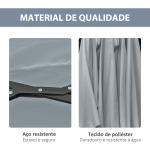 Chapéu de Sol Duplo de Jardim com 48 Luzes LED Solar 450x265x240cm com Manivela Proteção Solar para Terraço Cinza Claro