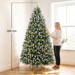 Árvore de Natal 220 cm com 400 Luzes LED, 11 Modos, Telecomando, 1378 Pontas e Base Metálica Dobrável, Verde