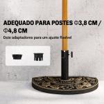 Base para Chapéu de Sol de Resina em Forma Semicircular para Mastros de Ø3,8 cm e Ø4,8 cm Peso 9 kg 50x31x32 cm Bronze