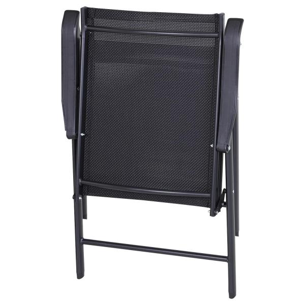 Conjunto de 2 cadeiras dobráveis para exterior com apoio de braços Cadeiras para varanda Jardim Terraço 58x64x94 cm Preto Carga 100kg