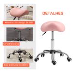 Banco com Rodas Giratório com Altura Ajustável Cosmético Dentista Cabeleireiro 52x53x49 - 61 cm Rosa