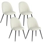Conjunto de 4 Cadeiras de Sala de Jantar Modernas Cadeiras Estofadas em Veludo com Encosto Alto e Pés de Aço 50x52x83 cm Creme
