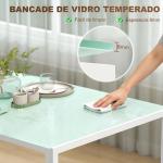 Mesa de Refeição de Vidro Mesa Retangular para 6 Pessoas com Pés de Metal 140x80x75 cm Branco