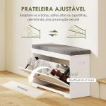 Banco Sapateira Moderno com Assento Acolchoado Prateleira Ajustável para 8 Pares de Sapatos 80x30x50 cm Branco