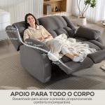 Sofá Reclinável Manual de 2 Lugares Ajuste Separado Revestimento em Veludo Apoio para os Pés Ajustável 145x100x102 cm Cinzento