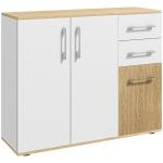 Aparador Sala de Estar Moderno com 2 Gavetas 2 Armários e Prateleiras Ajustáveis 90x30x75,5 cm Branco e Madeira