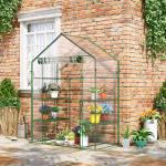 Estufa de Jardim com 4 Prateleiras Porta com Fecho de Correr para Cultivo de Plantas Flores Vegetais 142x73x195 cm Verde