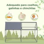 Gaiola para Pequenos Animais de Aço com 1 Porta Superior e Cobertura Anti - UV para Exterior Jardim 198x100x120 cm Prata