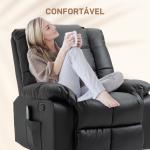 Poltrona de Massagem Poltrona Relax Reclinável com 8 Pontos de Massagem Controlo Remoto Estofada em PU 94x99x99 cm Preto