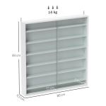 Vitrina de Parede em Madeira com Prateleiras Ajustáveis e 2 Portas Deslizantes de Vidro 80x9,5x83 cm Branco