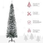 Árvore de Natal 225 cm Árvore de Natal Artificial Nevado com 738 Ramos e Suporte de Metal Verde e Branco