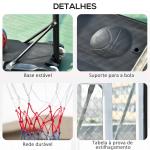 Tabela de Basquetebol para Exterior com Altura Ajustável 206 - 260 cm Rodas e Base Recarregável Preto