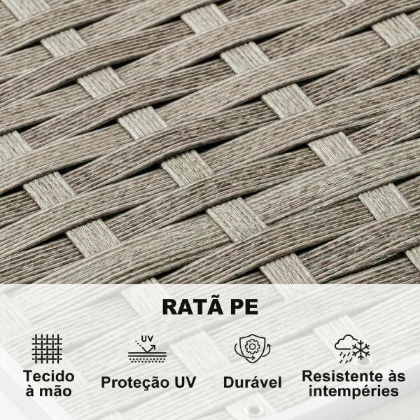 Conjunto de Jardim em Vime de 3 Peças com Sofás Modulares de 3 e 2 Lugares Mesa Lateral e Mesa de Centro Cinzento