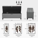 Banco de Armazenamento com 2 Dobradiças de Segurança Tampa Rebatível para Quarto Sala de Estar 120x40x48 cm Cinza Escuro