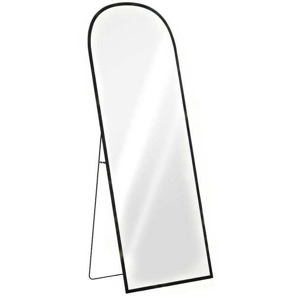 Espelho de Pé Espelho de Corpo Inteiro 60x165 cm com Estrutura de Liga de Alumínio e Suporte para Sala Quarto Preto