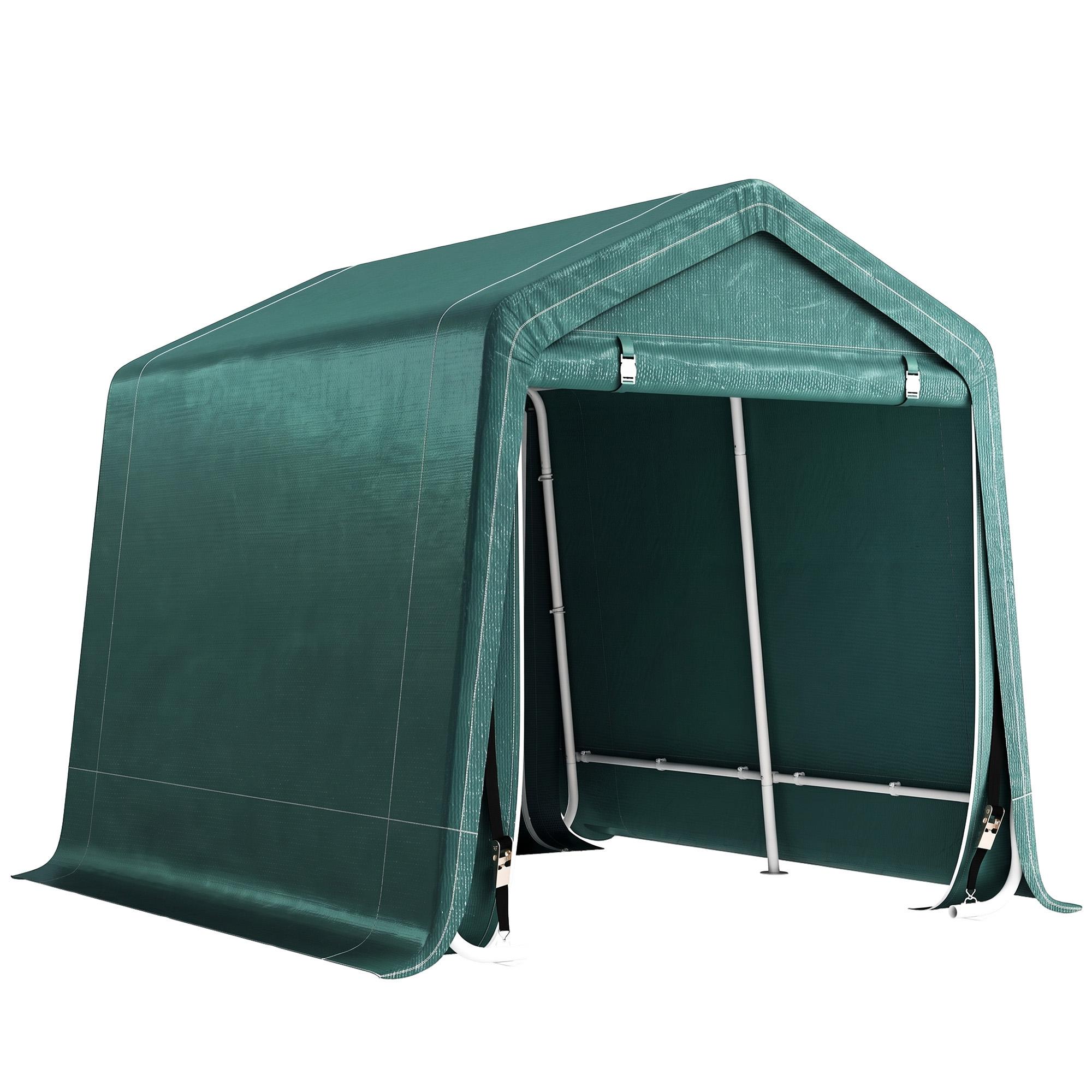 Abrigo de Exterior para Ferramentas Bicicleta 2,4x2x2,02 m Abrigo de Armazenamento com 2 Portas Anti - UV para Jardim Verde