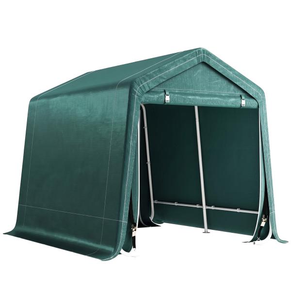 Abrigo de Exterior para Ferramentas Bicicleta 2,4x2x2,02 m Abrigo de Armazenamento com 2 Portas Anti - UV para Jardim Verde
