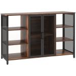 Aparador de Cozinha Industrial Móvel de Armazenamento de Garrafas para Bar Sala Cozinha 120x40x76 cm Castanho Rústico