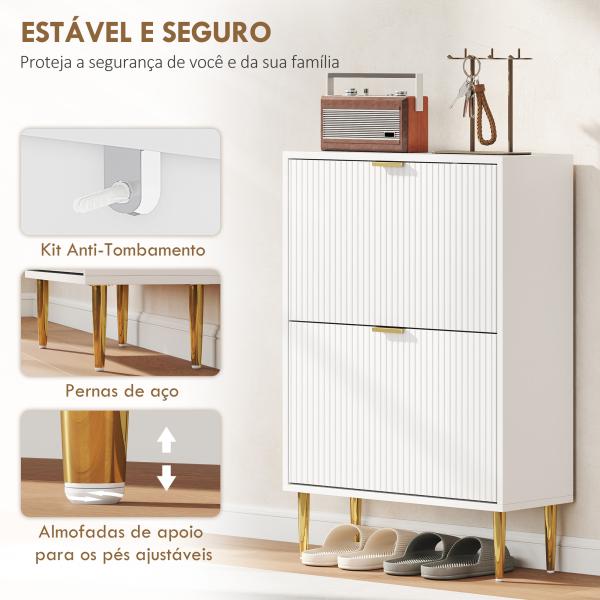 Sapateira Estreita Sapateira para Entrada com Prateleiras Ajustáveis para 12 Pares de Sapatos 60x24x91,5 cm Branco