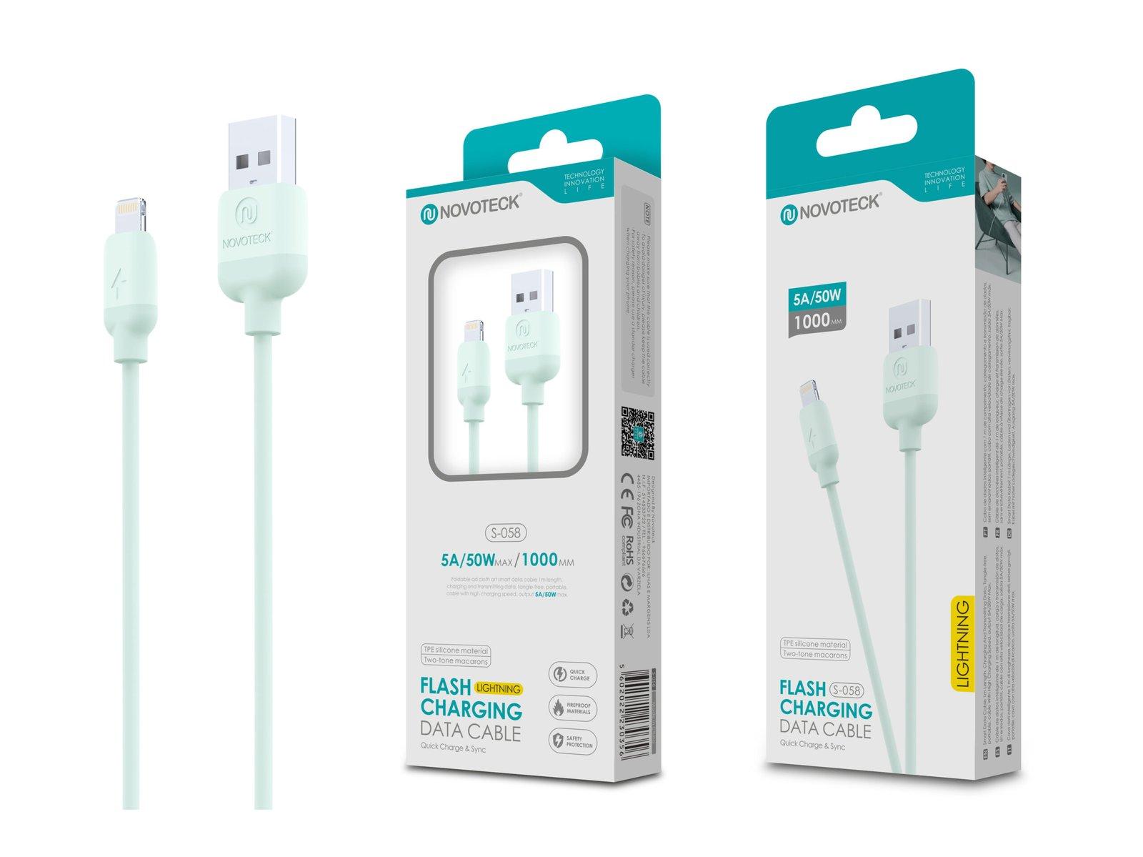 Cabo Lightning Verde Água 5A 50W 1M S-058 Silicone TPE