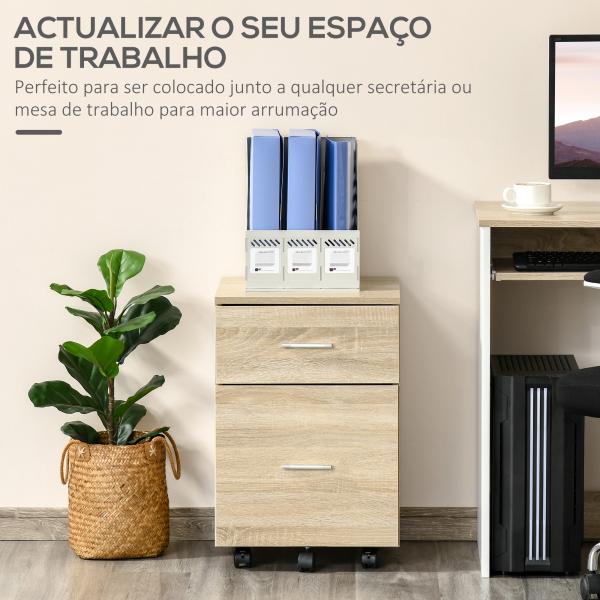 Arquivador para Escritório com 2 Compartimentos com Rodas Arquivador Móvel para Arquivos A4 ou Documentos 39,5x39x58,5 cm Carvalho