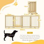 Barreira de Segurança para Cães em Madeira Dobrável para Escadas e Portas para Cães Pequenos e Médios de 4 Painéis 204x36x75 cm Madeira