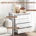 Cómoda com 5 Gavetas com Pés Elevados para Sala e Escritório Estilo Moderno 79x39,5x80,5 cm Branco